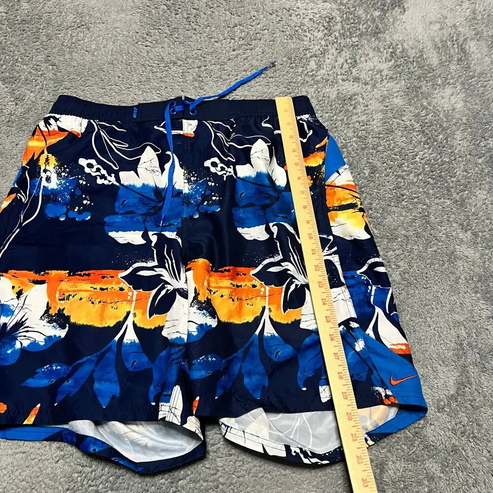 Nike Swim Trunks Shorts Mens XL Blue Floral Tropical Mesh Lined